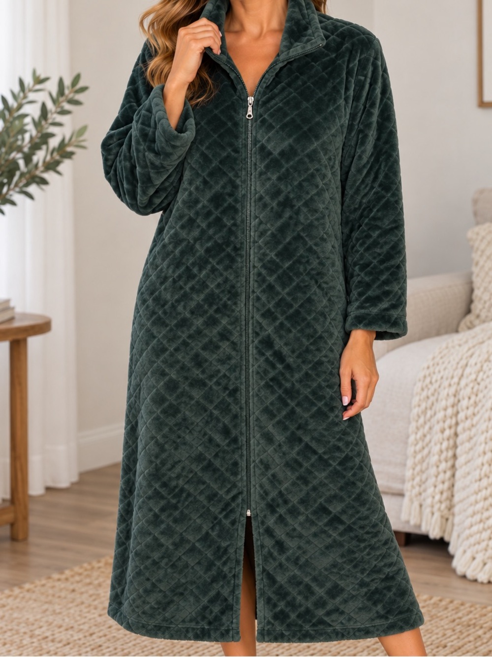 Miss Elaine Essentials Soft Zip Robe nwt